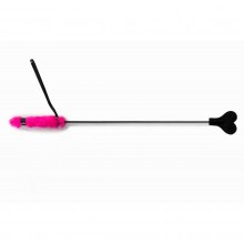 Стек-сердце с ручкой из розового эко-меха, длина рабочей части 8 см, Джага-Джага 911-29 BX DD, из материала Кожа, цвет Розовый, длина 61 см.