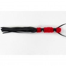 Черная плеть с красной ручкой из эко-меха, общая длина 44 см, Джага-Джага 911-31 BX DD, из материала Кожа, цвет Красный, длина 44 см.