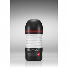 Оригинальный мастурбатор «Rolling Head Cup Strong» с эффектом скручивания, Tenga TOC-203H, из материала TPE, цвет Черный, длина 15.5 см.