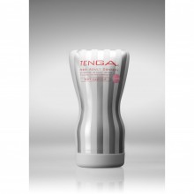 Одноразовый мастурбатор «Soft Case Cup Gentle», Tenga TOC-202S, из материала TPE, цвет Серый, длина 15.5 см.