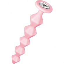 Розовая анальная цепочка с кристаллом «Emotions Chummy», максимальный диаметр 3.5 см, Lola Games 1401-01lola, из материала Силикон, длина 16 см.