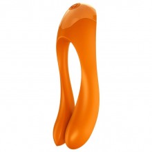 Универсальный массажер для пар «Candy Cane» оранжевого цвета, Satisfyer J2018-121-1, из материала Силикон, цвет Оранжевый, длина 11 см.