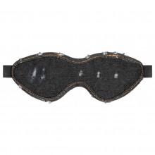 Джинсовая маска на глаза «Roughend Denim Style» черного цвета, Shots OU476BLK, коллекция Ouch!, длина 23 см.