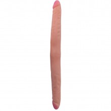 Гибкий двусторонний лесбийский фаллоимитатор «Lesbi Touch» телесного цвета, общая длина 43 см, Lovetoy 770252, из материала CyberSkin, цвет Телесный, длина 42 см.