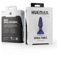 Перезаряжаемая анальная пробка «Space Force» с самопенитрацией, фиолетовая, рабочая длина 10.5 см, EDC Wholesale HUE011, бренд EDC Collections, коллекция Hueman, длина 13.9 см.