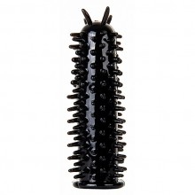 Черная насадка на пенис с силиконовыми шипами «Spiky Penis Extension», общая длина 13 см, Shots SHT112BLK, коллекция Shots Toys, длина 13 см.