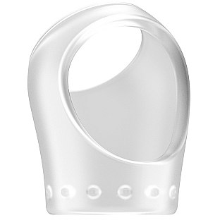 Эрекционное кольцо для пениса и мошонки «Cockring with Ball Strap No.45», прозрачное, Shots SON045TRA, бренд Shots Media, длина 6.1 см.