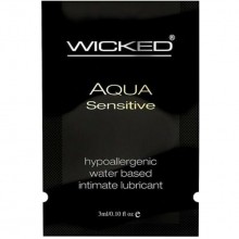 Мягкий и бережный лубрикант «Wicked Aqua Sensitive» на водной основе, 3 мл., 90204-sachet, из материала Водная основа, 3 мл.