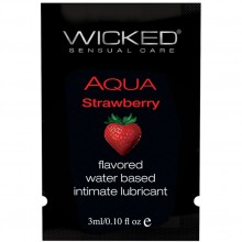 Лубрикант на водной основе со вкусом сочной клубники «Aqua Strawberry», 3 мл., Wicked 90410-sashet, из материала Водная основа, 3 мл.