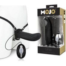 Полый страпон с вибрацией «Mojo - Ghia Vibration Version», цвет черный, MOJO-004, бренд Gopaldas, из материала Силикон, длина 19 см.