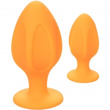 Набор из двух оранжевых анальных пробок разного размера «Cheeky», California Exotic Novelties SE-0440-40-3, бренд CalExotics, цвет Оранжевый, длина 9 см.