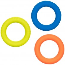 Набор силиконовых эрекционных колец «Link Up Ultra-Soft Climax Set» разных цветов, диаметр 3.75 см, California Exotic SE-1349-35-3, цвет Мульти, диаметр 3.75 см.
