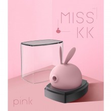 Розовый вакуумный стимулятор клитора «Miss KK» в виде зайчика, Kiss toy 6928202957738