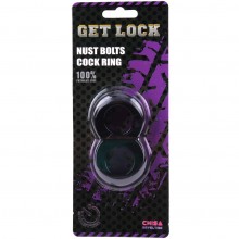 Черное гладкое двойное эрекционное кольцо «Nust Bolts», CN-100338180, бренд Chisa Novelties, из материала TPE, длина 8 см.