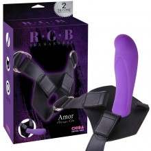 Страпон «Amor Strap-On», цвет фиолетовый, на удобном поясе, CN-522033976, бренд Chisa Novelties, коллекция R.G.B, длина 14 см.