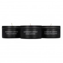 Набор из 3 массажных свечей «Massage Candle Set», 3 шт х 60 гр, Shots Media BV OU454SET, цвет Черный, длина 6 см.