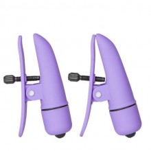 Зажимы-прищепки с вибрацией «Nipple Play Nipplettes», нежно фиолетового цвета, SE-2589-14-2, бренд CalExotics, длина 7 см.