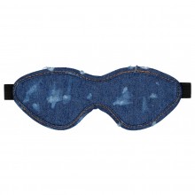 Джинсовая маска на глаза «Roughend Denim Style», цвет синий, OU476BLU, бренд Shots Media, цвет Голубой, длина 23 см.