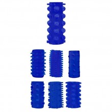 Набор из 7 синих насадок на пенис «Get Lock», Chisa CN-330325417, из материала TPE, длина 4.3 см.