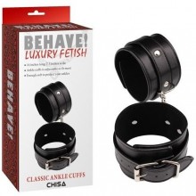 Наручники на цепочке с пряжкой «Behave Luxury Fetish» 35,5 х 6,3 см, цвет черный, Chisa CN-632111442, бренд Chisa Novelties, коллекция Behave!, длина 35.5 см.