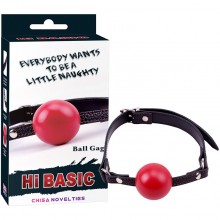 Кляп-шарик красного цвета «Ball Gag», Chisa CN-374181929, коллекция Hi-Basic, диаметр 4 см.