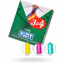 Цветные ароматизированные презервативы «Vizit Color», 3 шт, латекс, длина 18 см, 271, длина 18 см.