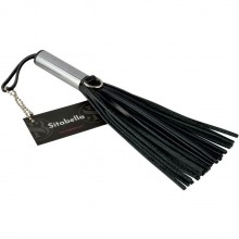Черный кистевой мини-флогер с серебристой рукоятью, кожа, общая длина 19 см, Sitabella 3019-1, бренд СК-Визит, длина 19 см.