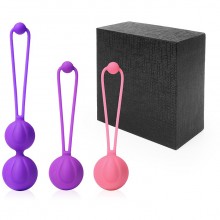 Шарики вагинальные набор 3 шт, d 35 мм. цвет фиолетовый, лиловый и розовый, Aixiasia lulu3, из материала Силикон, длина 3.5 см.
