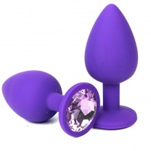 Фиолетовая анальная пробка «Vander с сиреневым кристаллом, длина 9.5 см, диаметр 4 см, Vandersex 122-3FLIL, цвет Сиреневый, длина 9.5 см.