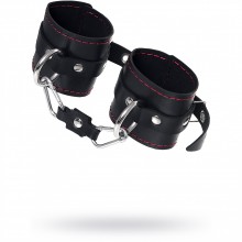 Однослойные наручники с контрастной строчкой «Pecado BDSM», натуральная кожа, черные, 02171, цвет Черный