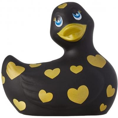 Вибратор для клитора в виде уточки «I Rub My Duckie 2».0, черно-золотистый, Big Teaze Toys E29016, из материала ПВХ, цвет Черный, длина 7.5 см.