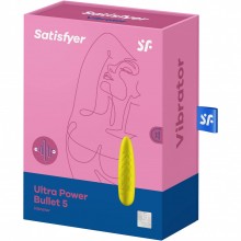 Мини-вибромассажер «Ultra Power Bullet 5», цвет желтый, Satisfyer 4007762, из материала Силикон, длина 9.5 см.