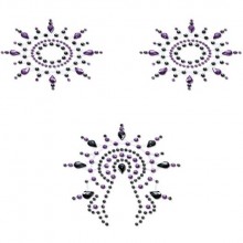 Набор наклеек из фиолетовых и черных страз «Petits Joujoux Gloria», Mystim 46653, цвет Черный
