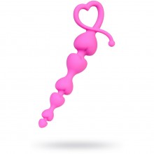 Анальная цепочка из постепенно увеличивающихся в диаметре сердечек, силикон, розовая, Eromantica 211303, цвет Розовый, длина 18.5 см.