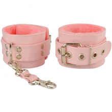 Нежно-розовые наручники из искусственной лаковой кожи с отделкой из искусственного меха, Sitabella 5010-040, бренд СК-Визит, цвет Розовый, длина 30 см.