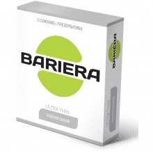 Презервативы ультратонкие «Ultra Thin», 3 штуки, Bariera BAR-001, из материала Латекс, длина 19 см.