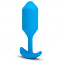 Профессиональная пробка для ношения с вибрацией голубая «Vibrating Snug Plug 3», B-vibe BV-035-BLU, из материала Силикон, длина 12.4 см.