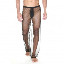 Прозрачные мужские брюки со свободной посадкой и закрытой интимной зоной, черные, размер S/M, La Blinque LBLNQ-15287-SM