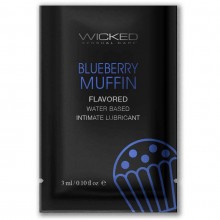 Изысканный лубрикант со вкусом черничного маффина «Wicked Aqua Blueberry Muffin», 3 мл, SAM90450, из материала Водная основа, 3 мл.