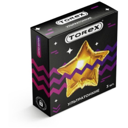 Ультратонкие презервативы «Torex Party», 3 шт, TRX-2403, из материала Латекс, длина 18 см.