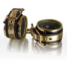 Золотисто-черные кожаные наручники, СК-Визит Ситабелла 3067-18, цвет Золотой