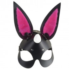Черная маска «Зайка» с розовыми меховыми вставками, СК-Визит Ситабелла 3186-14, из материала Кожа, цвет Черный