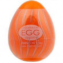 Мастурбатор-яйцо «OYO Rainbow Orange» вертикальными спиралевидными бороздками, OYO OYO-REG06., из материала TPE, цвет Прозрачный, длина 6.5 см.
