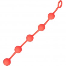 Анальная цепочка с кольцом, цвет красный, диаметр 2.2 см, OYO OYO-SKN-ANL035 RED, из материала TPR, длина 30 см.