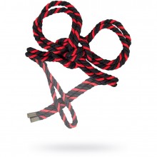Наручники-оковы из хлопковой веревки «Узел-Омега», черно-красные, Pecado BDSM 06625-03, из материала Хлопок, цвет Черный, 4 м.