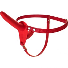 Двойной страпон «Black&Red Double Strap-On» из силикона, цвет красный, ToyFa 901410-9, длина 24 см.