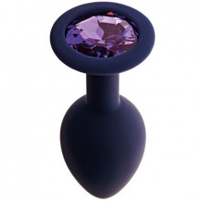 Анальная пробка с фиолетовым кристаллом «Gamma-M», цвет черничный, Core Le Frivole 06135 M, из материала Силикон, цвет Синий, длина 8.1 см.