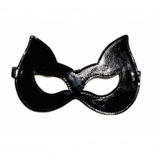 Игривая черная маска с ушками из эко-кожи, БДСМ арсенал 50003ars, из материала Экокожа, цвет Черный