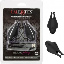 Перезаряжаемые виброзажимы для сосков ««Nipple Play Rechargeable Nipplettes», цвет черный, California Exotic Novelties SE-2589-50-2, бренд CalExotics, длина 7 см.