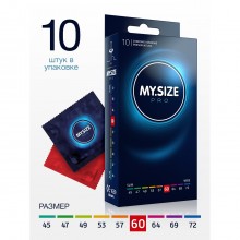 Классические презервативы «My Size №10», размер 60, 10 шт., 143169, из материала Латекс, длина 19.3 см.